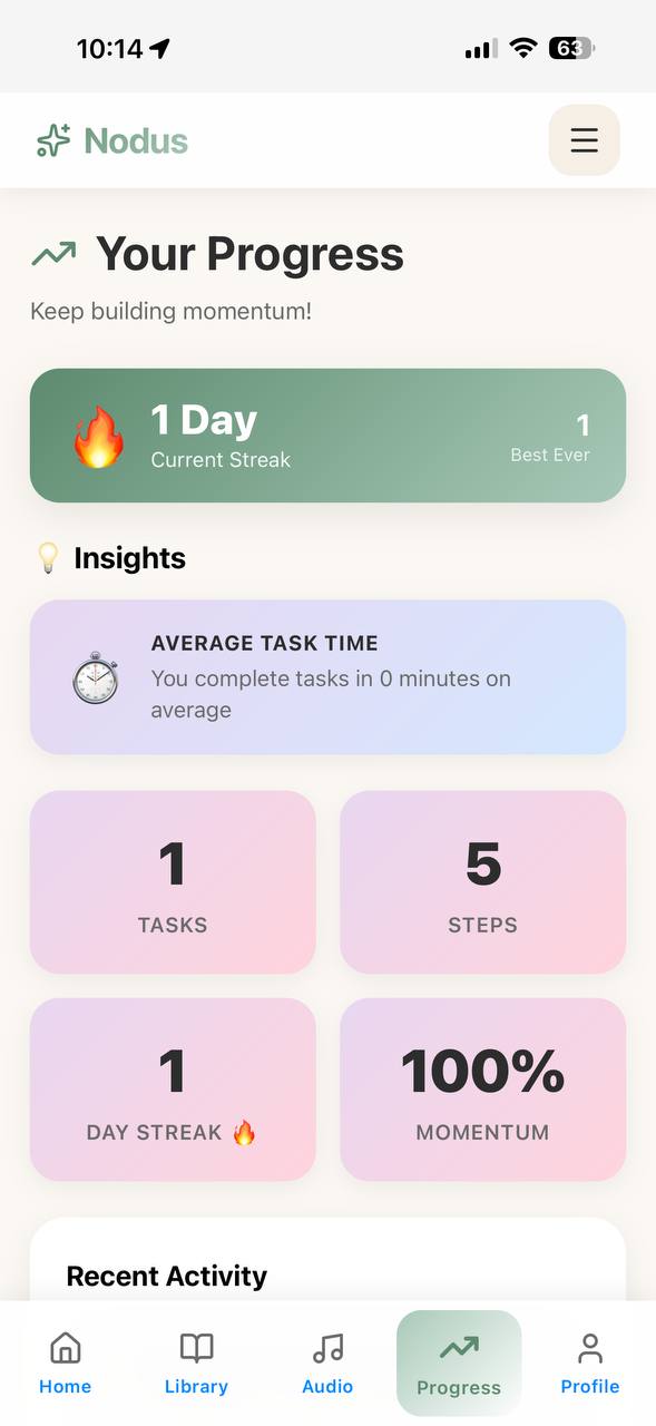 Nodus Progress Screen